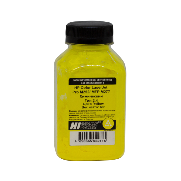 Тонер Hi-Black для HP CLJ Pro M252/MFP M277, Химический, Тип 2.4, Y, 60 г, банка