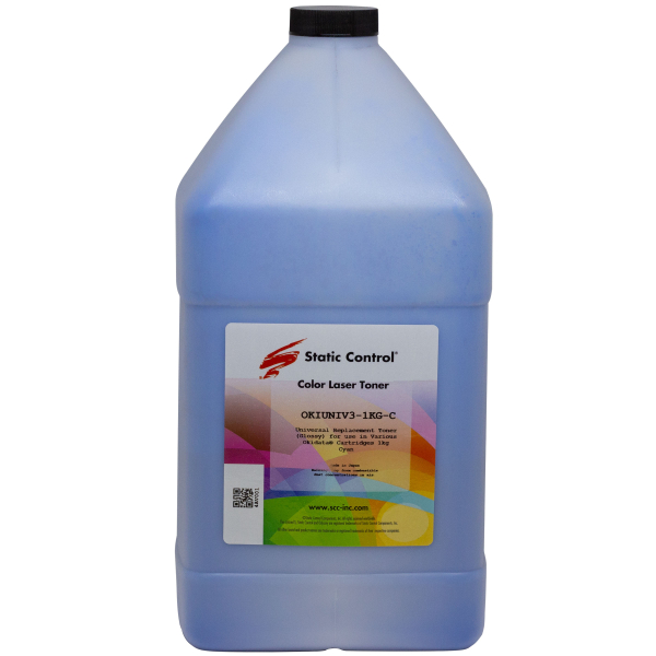 Тонер Static Control Универсальный для Oki С310/С3300/C610/С5500/С810/С8800, C, 1 кг, флакон
