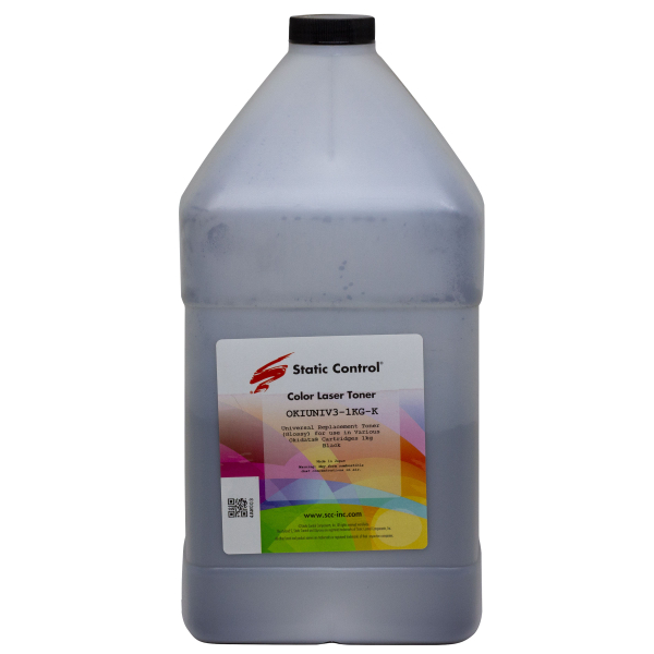 Тонер Static Control Универсальный для Oki С310/С3300/C610/С5500/С810/С8800, Bk, 1 кг, флакон