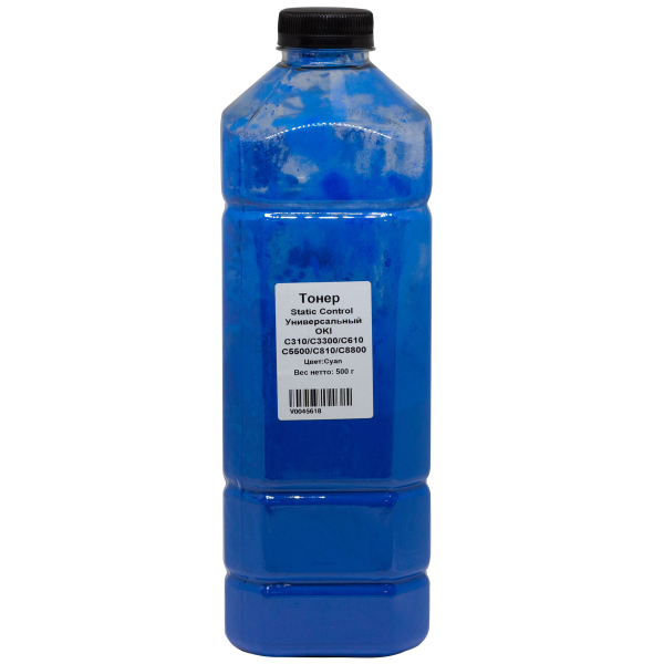 Тонер Static Control Универсальный для Oki С310/С3300/C610/С5500/С810/С8800, C, 500 г, канистра