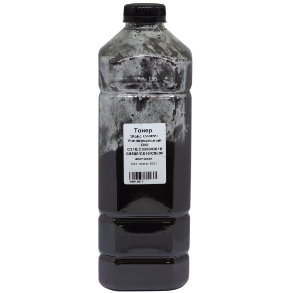 Тонер Static Control Универсальный для Oki С310/С3300/C610/С5500/С810/С8800, Bk, 500 г, канистра
